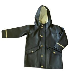 Hanna Andersson dark blue rubber rain coat with hood